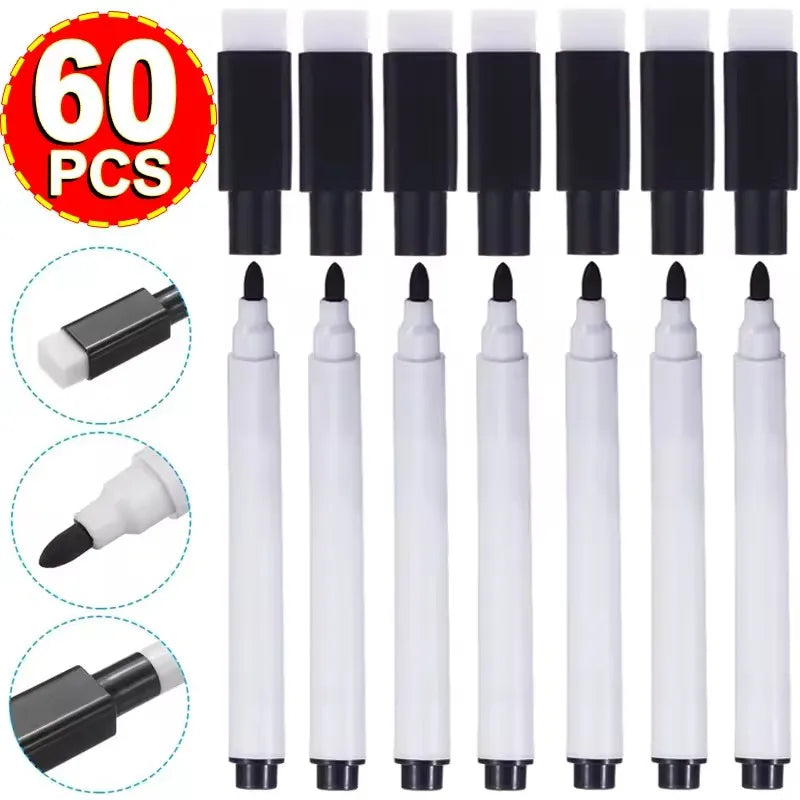 Dry Erase Markers with Built-in Eraser Cap