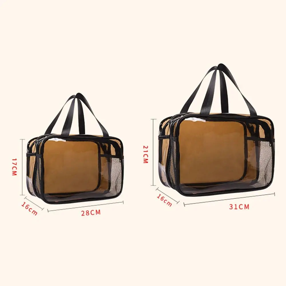Clear Double-Layer Waterproof Cosmetic Storage Bag