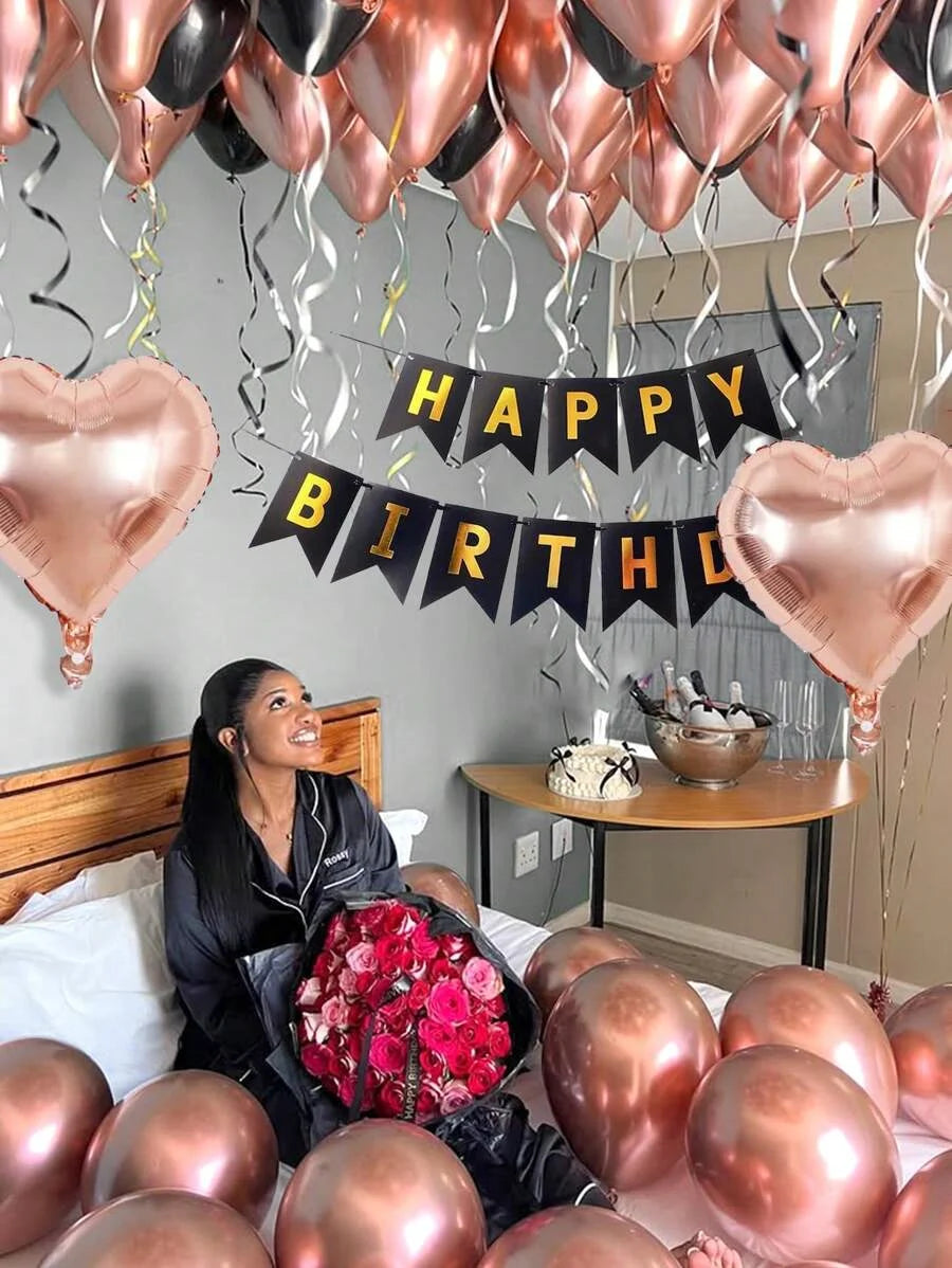 Happy Birthday Foil Balloon Set with Banner