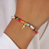 Cross-Shaped Crystal Bead Bracelet