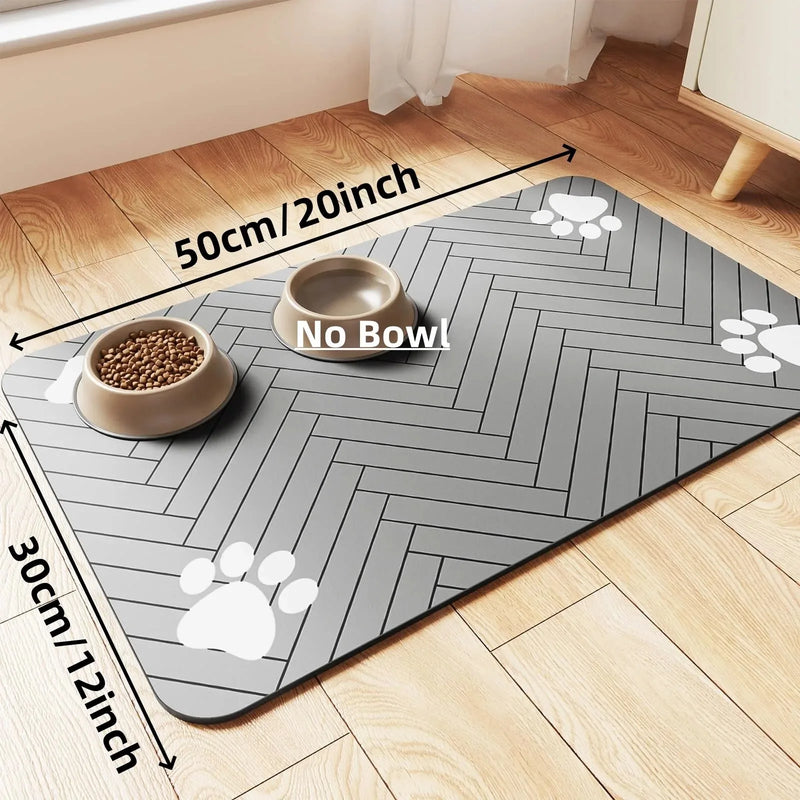 Absorbent Pet Feeding Mat with Anti-Slip Rubber Backing