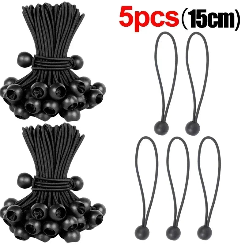 Five packs of heavy duty bungee cords with elastic ball ends, 15 centimeters long.
