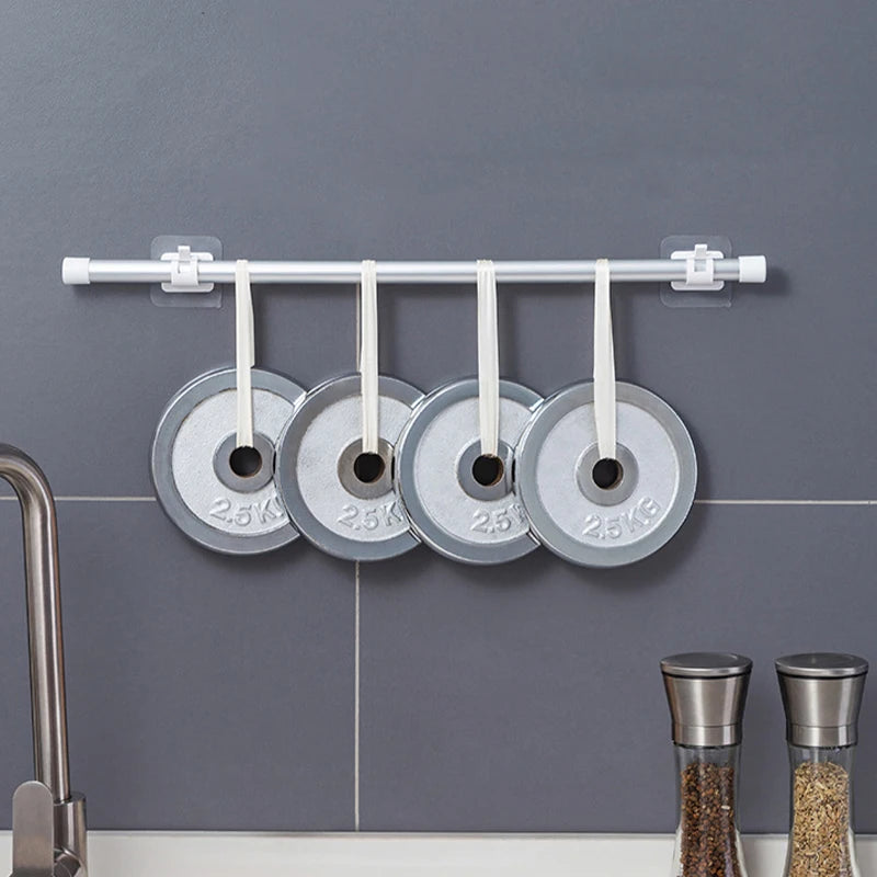 Self-Adhesive Curtain Rod Holders - No-Drilling Clamp Hooks