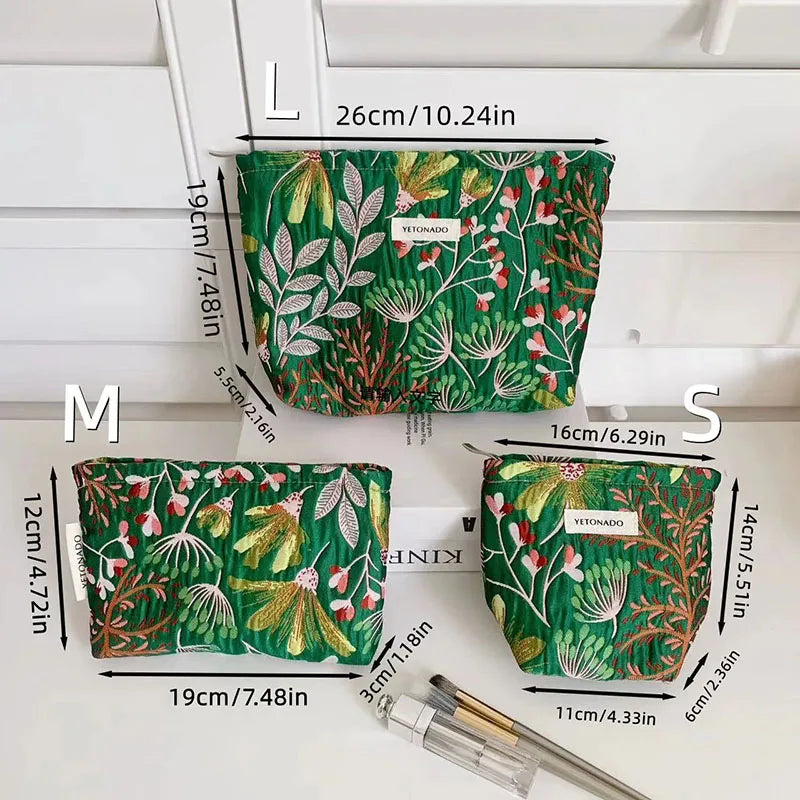 Vintage Floral Cosmetic Bag - Portable Makeup & Toiletry Organizer
