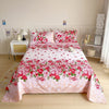 Red Floral Printed Flat Bed Sheet – Soft & Breathable