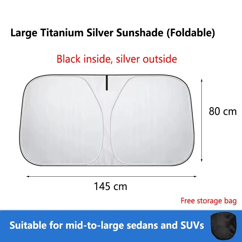 Titanium Silver Car Windshield Sunshade with Heat & Glare Protection