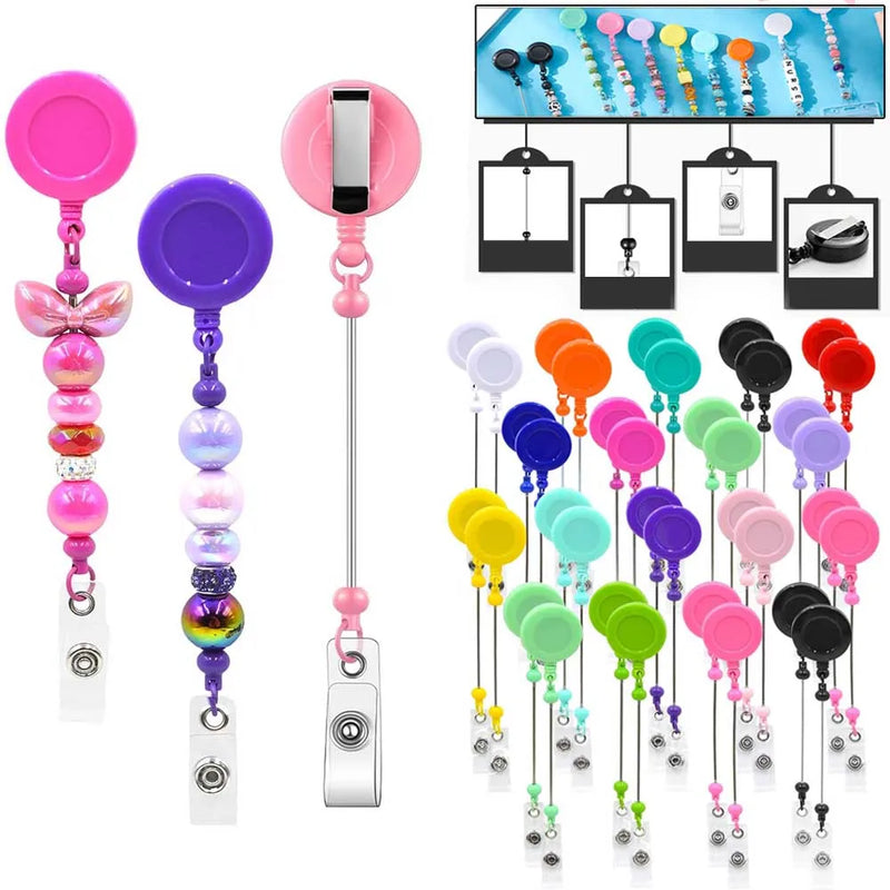Llavero retráctil con cuentas y barra decorativa personalizable