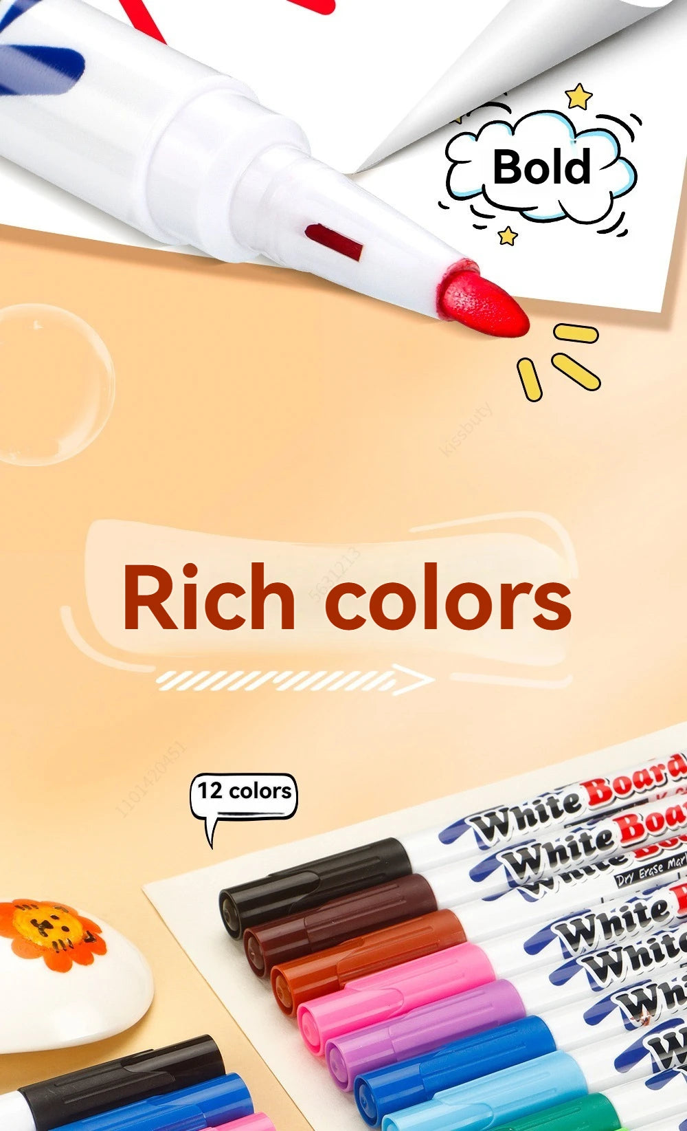 Erasable Whiteboard Markers for Glass, Ceramics & Office