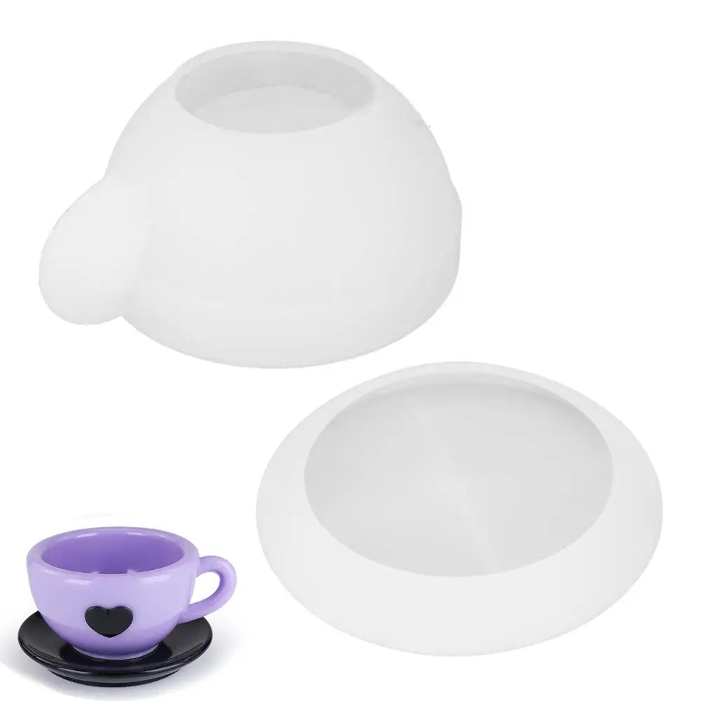 Heart-Shaped Teacup & Saucer Silicone Mold with Handle