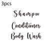 Three pieces of shampoo conditioner and body wash products.