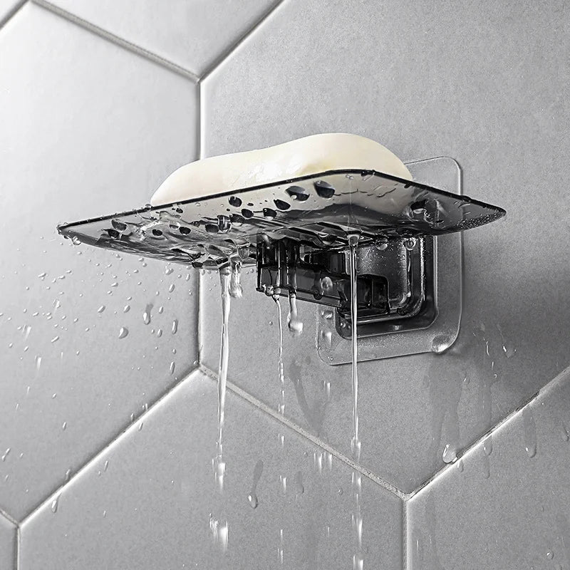 No-Drill Adhesive Soap Holder with Drainage Tray