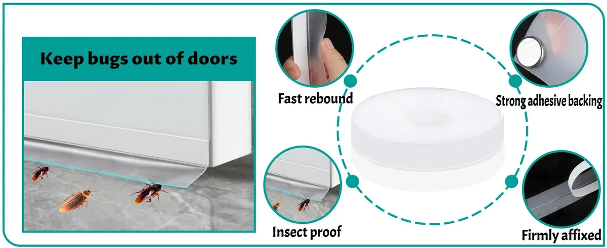 Silicone weather stripping seal tape for doors and windows demonstrating fast rebound, insect proofing, and firmly affixed se