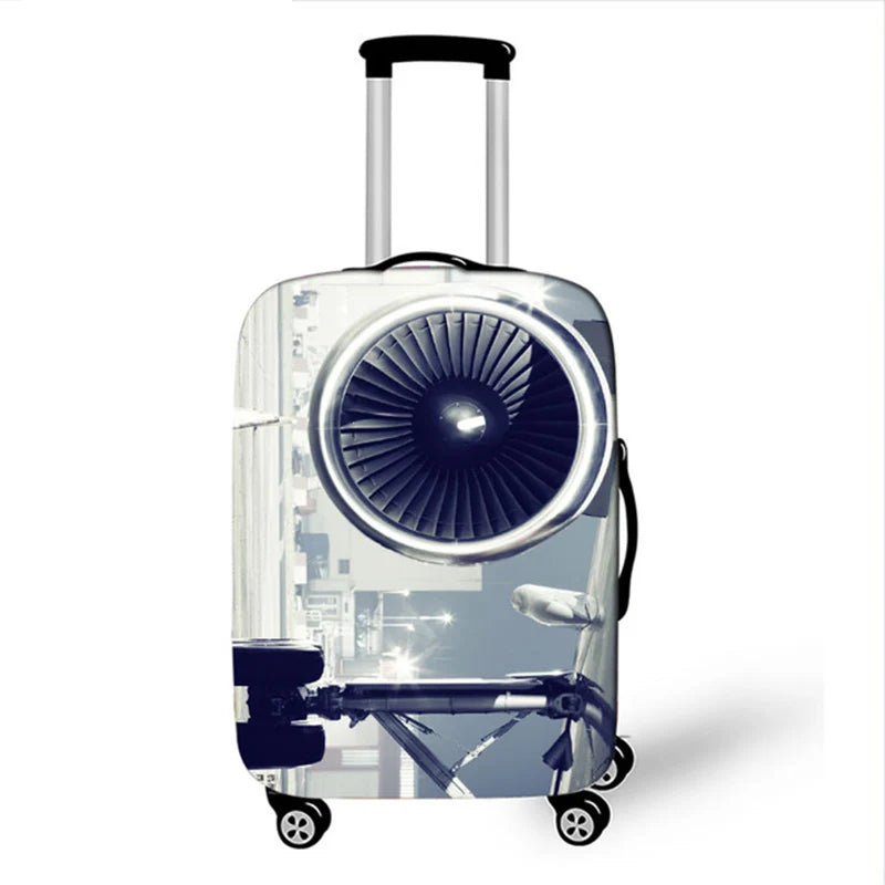 Elastic Aircraft Print Luggage Protector Cover