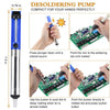 A soldering pump tool is shown with instructions for use on a circuit board.