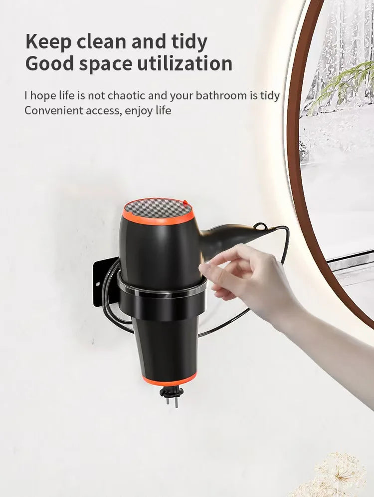 Wall-Mounted Hair Dryer & Straightener Storage Rack