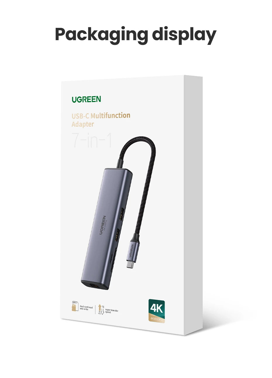 7-in-1 USB-C Hub with 4K HDMI, Gigabit Ethernet, and 100W Power Delivery
