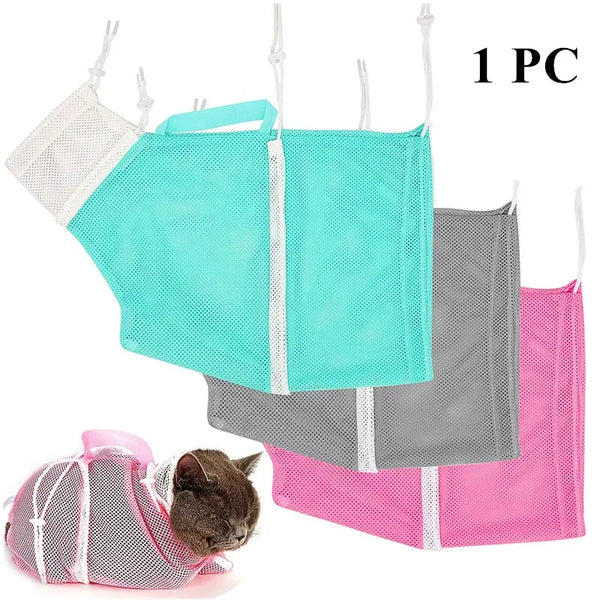 Adjustable Mesh Cat Grooming & Bathing Bag