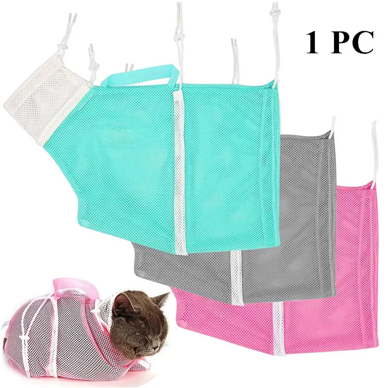 Adjustable Mesh Cat Grooming & Bathing Bag