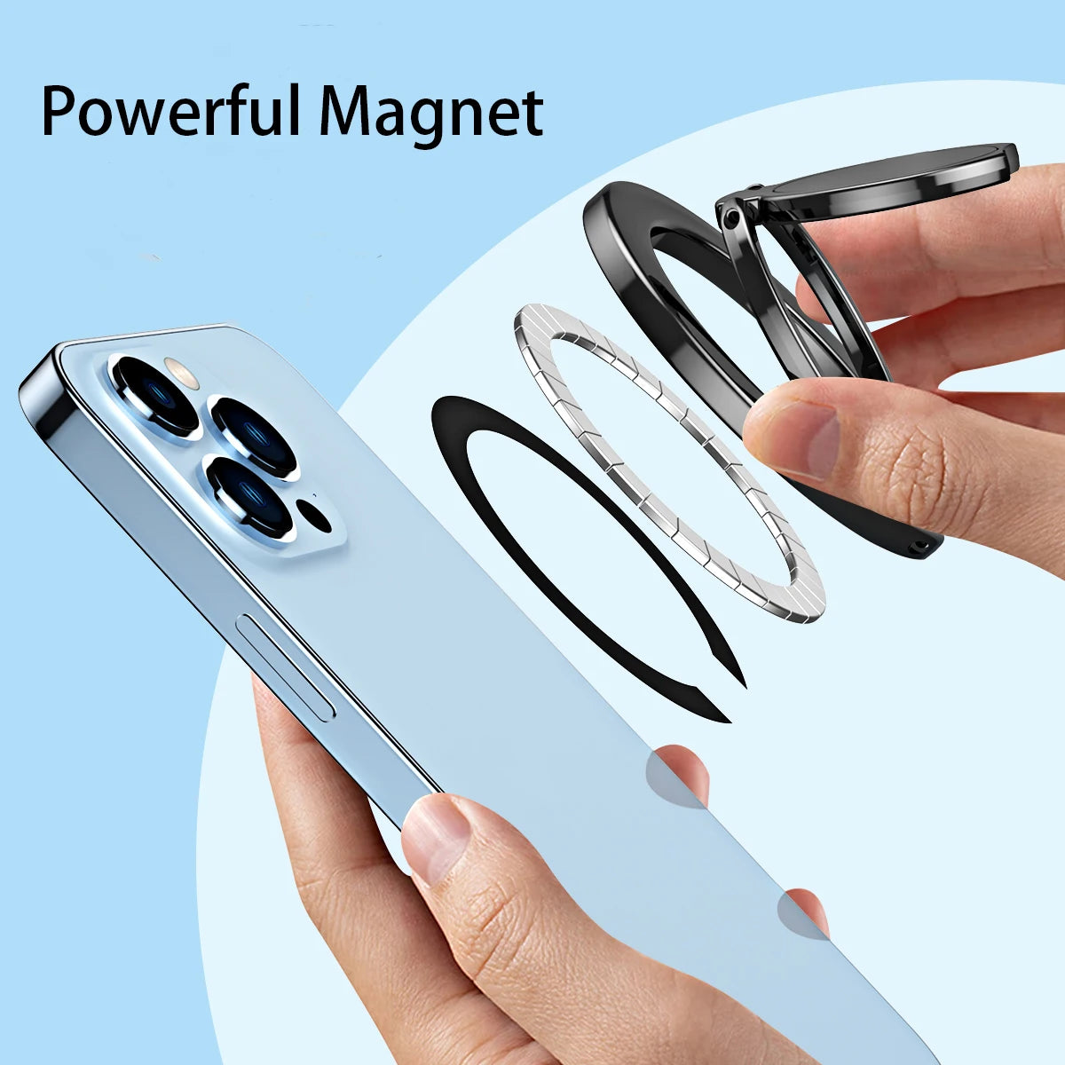 Magnetic Phone Finger Ring Holder with Foldable Stand