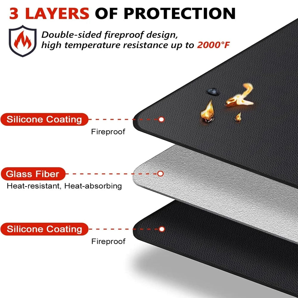 Double-Sided Fireproof BBQ Grill Mat for Outdoor Cooking