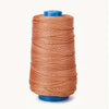 A spool of heavy-duty waxed nylon thread in a reddish-brown color with a blue core.