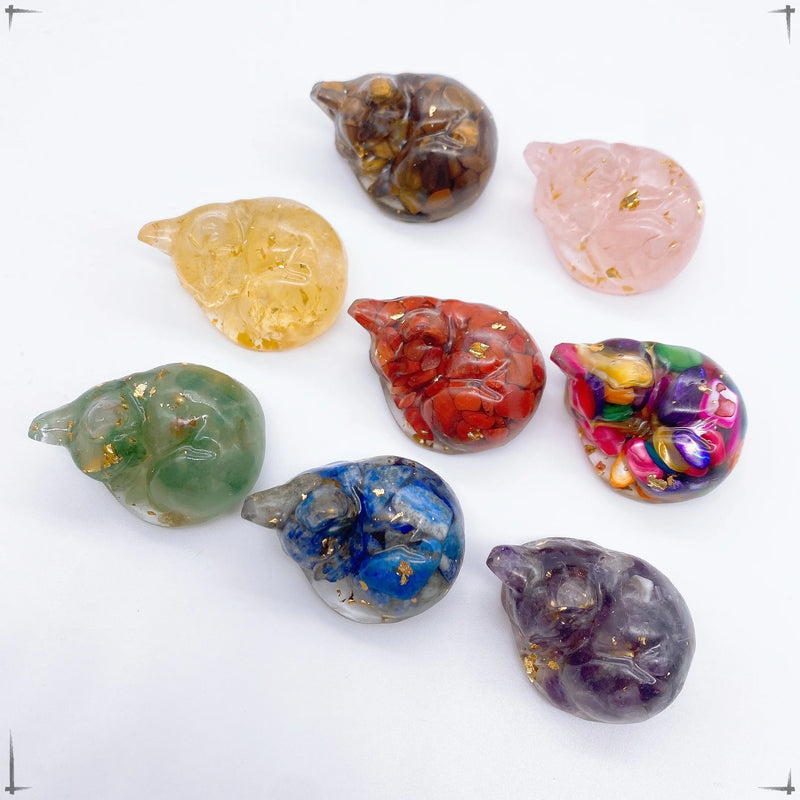 Sleeping Cat Crystal Resin Figurine