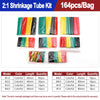 A kit of heat shrink tubing in various colors and lengths, packaged for shrinking applications.