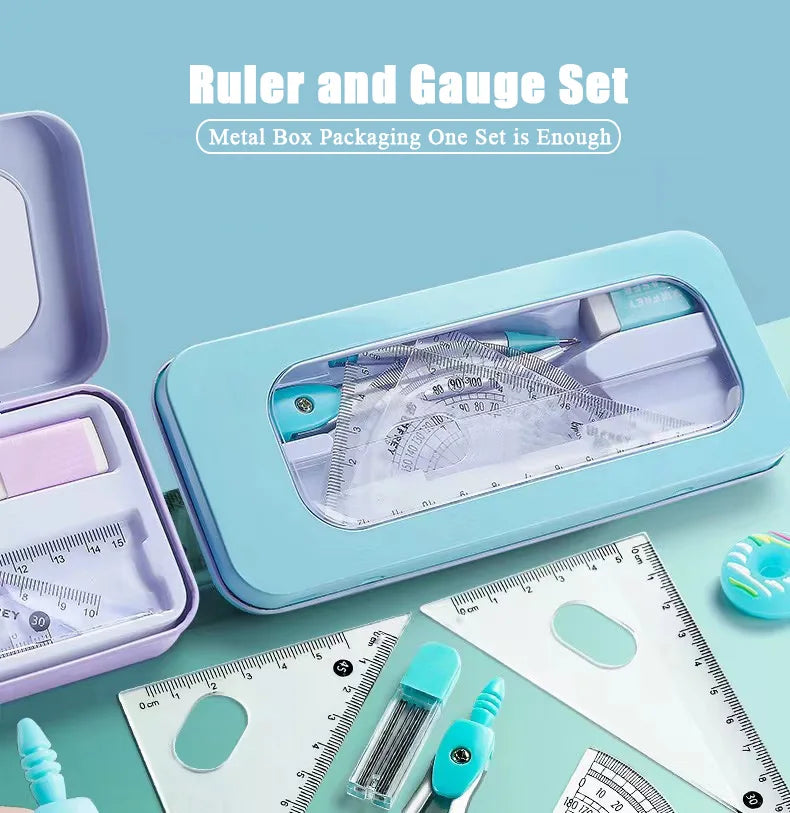 7-Piece Geometry Set with Compass and Ruler
