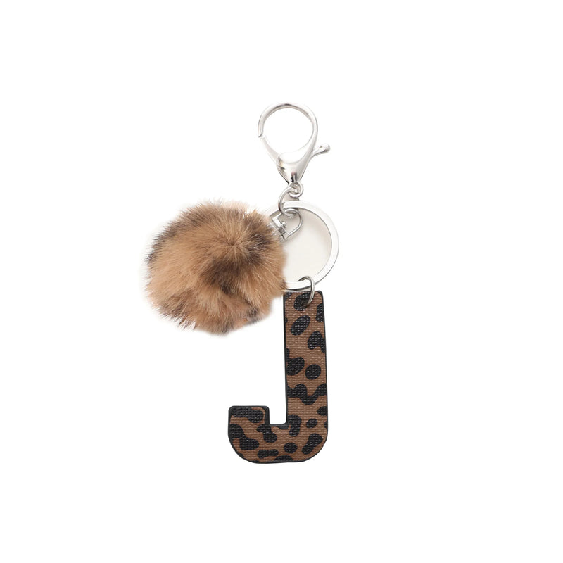 Leopard Print Letter Keychain
