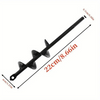 A black garden auger spiral drill bit with a 22cm length and a 0.7cm diameter.
