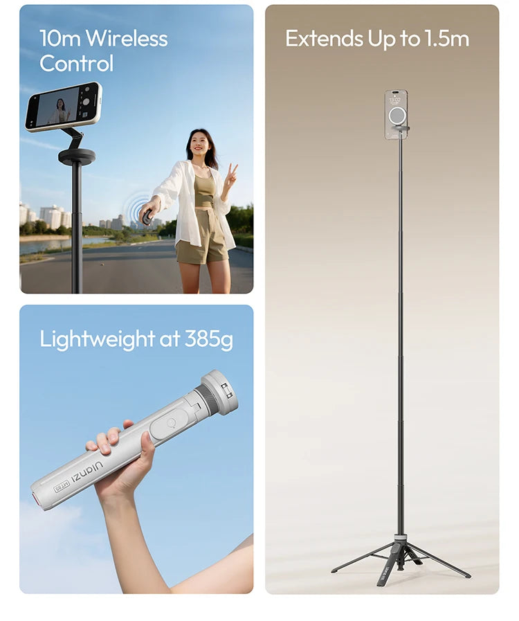Portable Phone Tripod with Magnetic Mount and Wireless Remote
