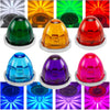 A collection of waterproof LED side marker lights in various colors including green, orange, red, blue, and purple.