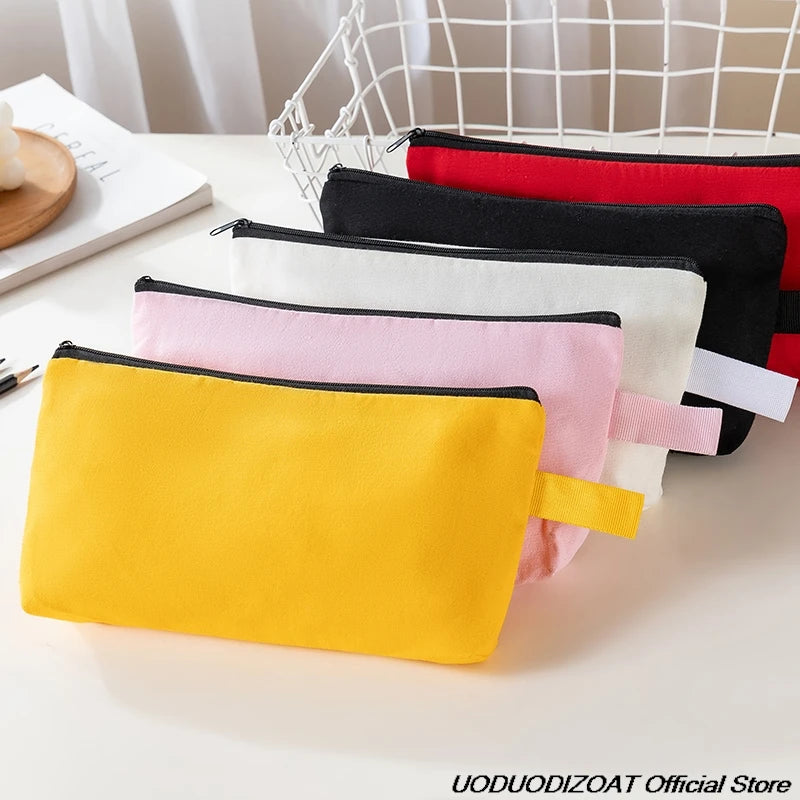 Colorful Canvas Zipper Pouch for Cosmetics, Stationery, and Travel