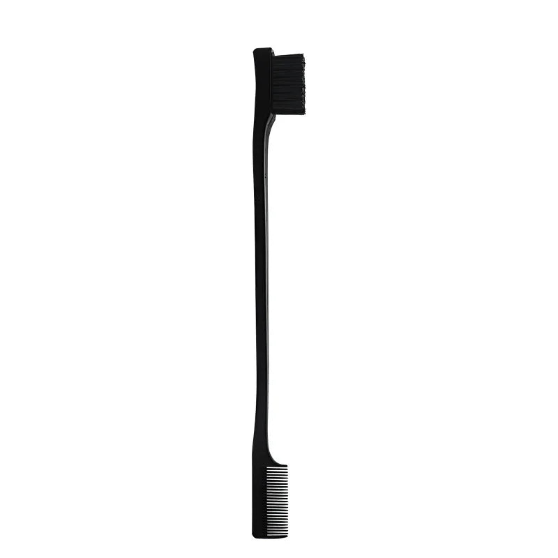 A black 2-in-1 anti-static edge control brush and comb.