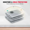 Stack of grey vacuum compression bags used for moisture and mold protection