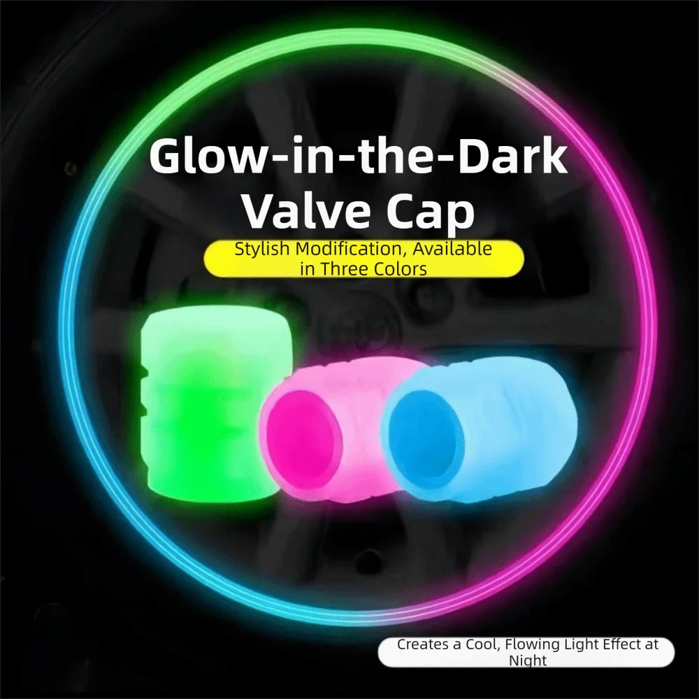 Glow-in-the-Dark Tire Valve Caps (8-Pack)