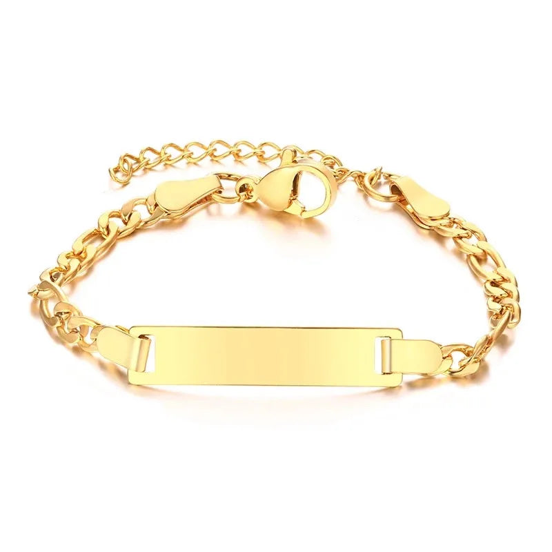 Personalized Gold-Plated Stainless Steel Link Bracelet