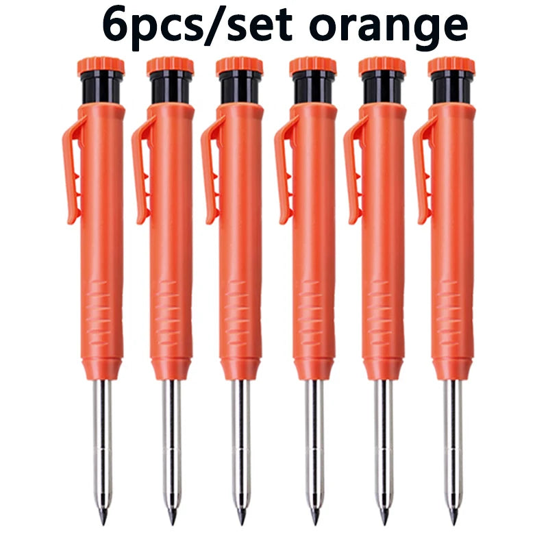 Professional Carpenter Pencils with Built-in Sharpener (Set of 6)