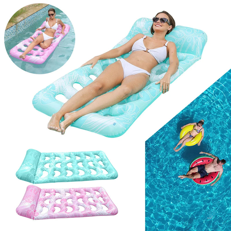 Inflatable Pool Float Lounger with Headrest