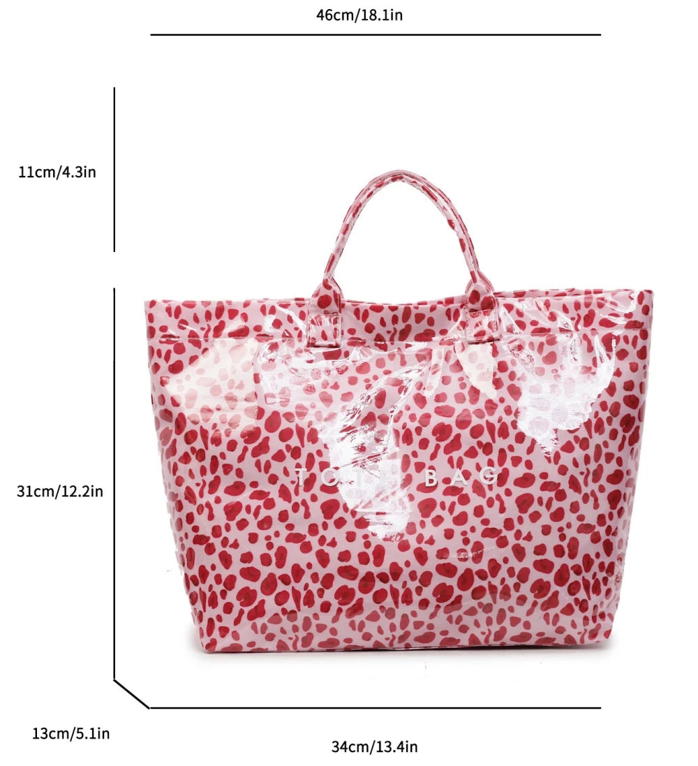 Leopard Print PVC Large Tote Bag
