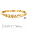 Bracelet Chaîne à Anneau de Papier Doré avec Pierres CZ