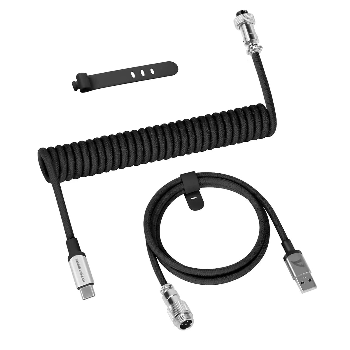 Coiled USB-C Cable for Mechanical Keyboards with Aviator Connector