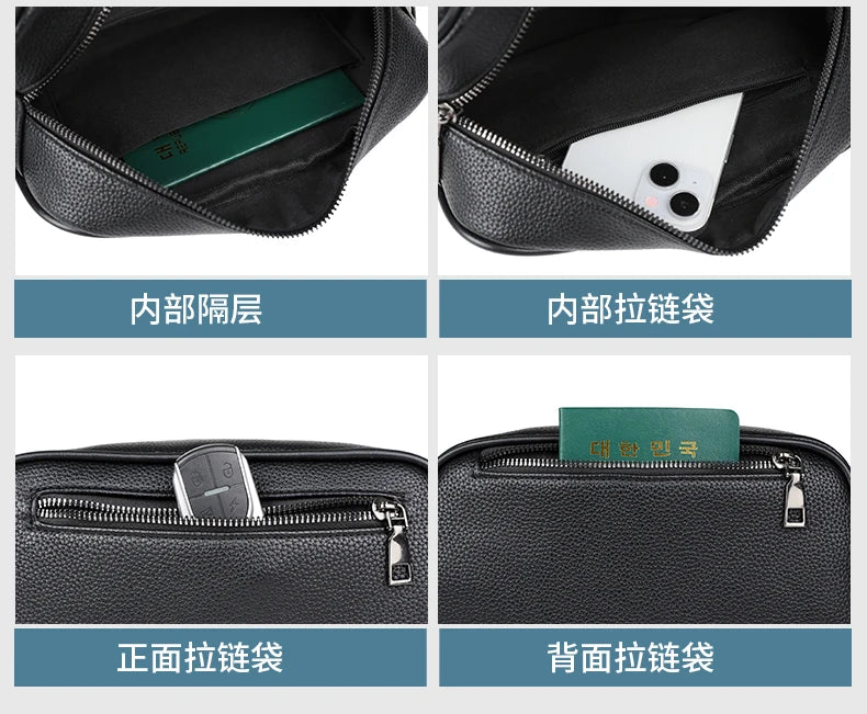 Men's PU Leather Casual Crossbody Clutch Bag
