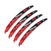 A set of CR-V steel reciprocating saw blades with curved edges for wood pruning.