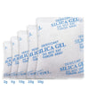 White silica gel desiccant bags in various sizes 2g to 30g for moisture control