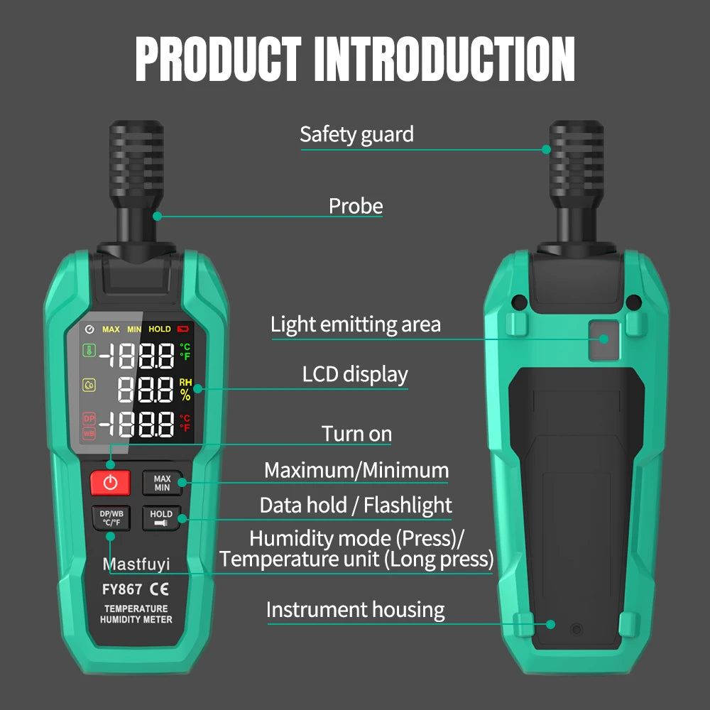 Professional Digital Thermohygrometer with Color Display
