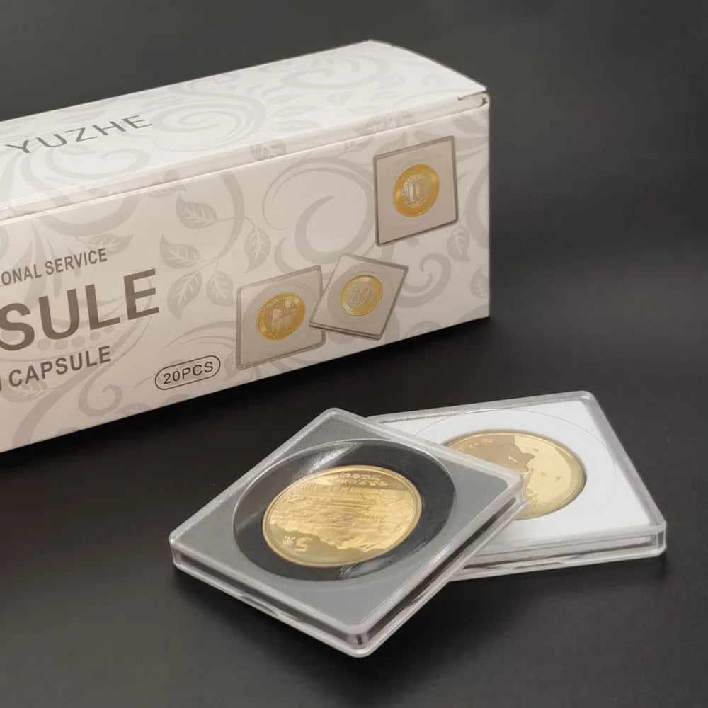 Clear Plastic Square Coin Holder Capsules with Foam Inserts (20-Pack)