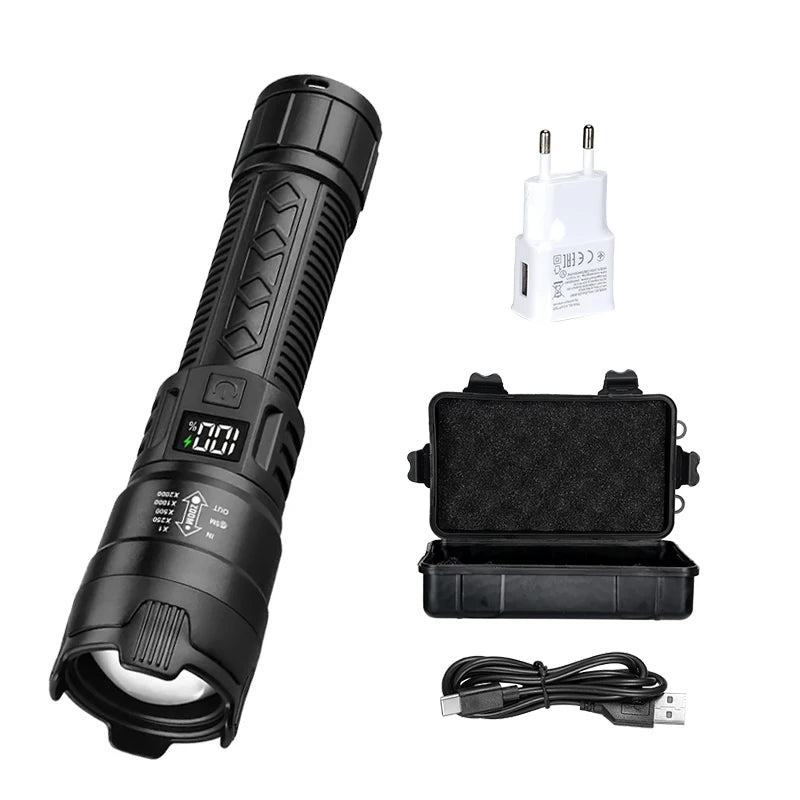 Rechargeable LED Flashlight with Digital Display