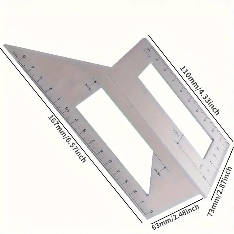 Aluminum Alloy 45/90 Degree Marking Ruler for Woodworking