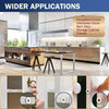 Close-up view of various hidden magnetic door catches and hardware used on household doors, cabinets, and wardrobes.